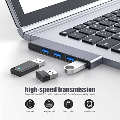 USB Hub, Fidioto 4 Port USB Adapter(1 * 3.0 Hub, 3 * 2.0 Hub), Networking Hub Expander for Laptop, iMac Pro, MacBook Air, Mac mini/Pro, Surface Pro, Notebook PC, USB Flash Drives and Mobile HDD Etc. - color: 4in1-Left-Black