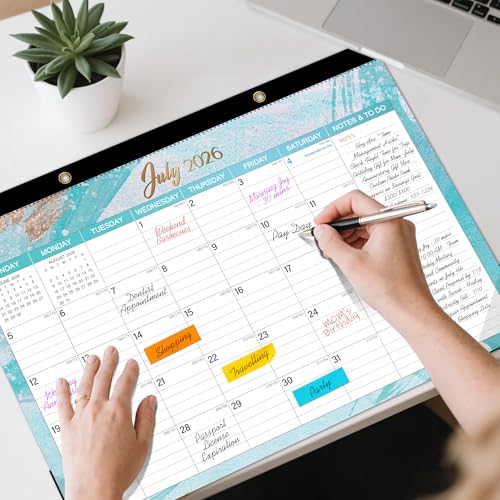 Tcamp Desk Calendar 2026-2027, Large Desktop/Wall Monthly Calendar - color: Light Blue, size: 17"x12"(Jul 2026-Dec 2027)