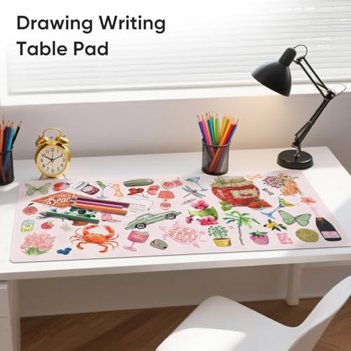 Desk Mat, Pink Leather Desk Pad Blotter Protector, XXL Large Mouse Pad,Computer Laptop Mouse Pads for Desktop,Waterproof Writing Anti-Slip Mousepad for Office and Home I Cute Funny Stickers - color: Cute Funny Stickers
