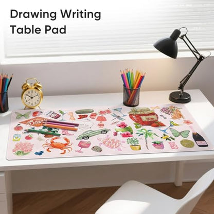 Desk Mat, Pink Leather Desk Pad Blotter Protector, XXL Large Mouse Pad,Computer Laptop Mouse Pads for Desktop,Waterproof Writing Anti-Slip Mousepad for Office and Home I Cute Funny Stickers - color: Cute Funny Stickers
