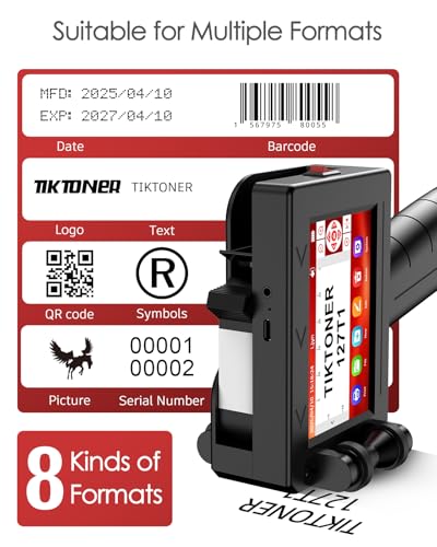127T1 Handheld Inkjet Printer - Portable Handheld Printer for Text/Logo/QR Code/Barcode/Date/Batch Number/Serial Number, Inkjet Coding Machine for Cardboard/Metal/Plastic/Ceramic/Wood/Fabric