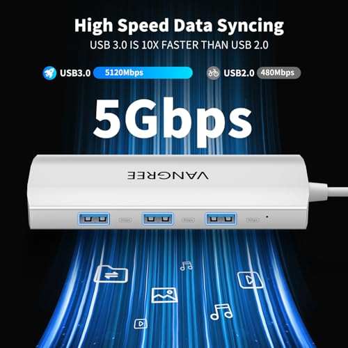 VANGREE USB C Hub 8 in 1, 3 USB-C+3 USB-A 3.2 10Gbps, 4K60Hz HDMI, 100W PD - color: Silver