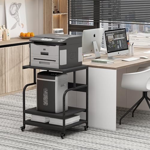 Fannova 23.6"x18.9"x30" Large Printer Stand with Adjustable Storage Shelf - color: Black, size: 23.6"W x 18.9"D x 30"H