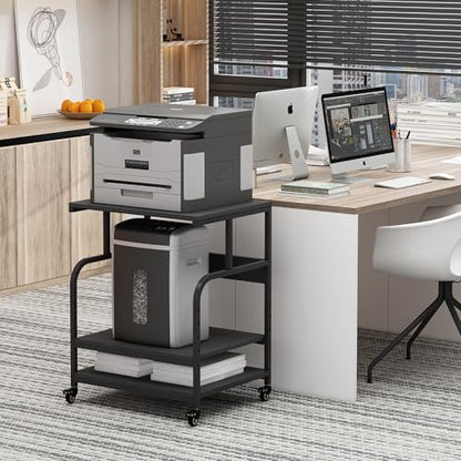 Fannova 23.6"x18.9"x30" Large Printer Stand with Adjustable Storage Shelf - color: Black, size: 23.6"W x 18.9"D x 30"H