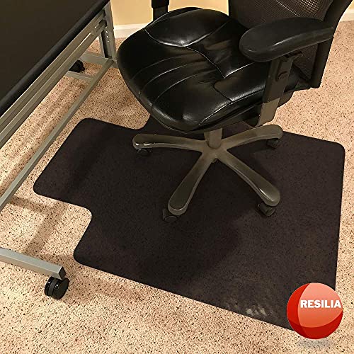 RESILIA Office Desk Chair Mat with Lip - for Low Pile Carpet (with Grippers) Black, 36 Inches x 48 Inches, Made in The USA - color: Black, size: 36" x 48" with lip