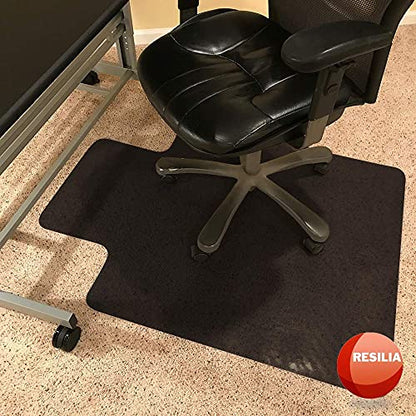 RESILIA Office Desk Chair Mat with Lip - for Low Pile Carpet (with Grippers) Black, 36 Inches x 48 Inches, Made in The USA - color: Black, size: 36" x 48" with lip