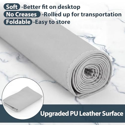 Zhehao 47'' x 31.5'' Large Countertop Protector Mat, Painting & Craft Mat for Desk or Floor, Waterproof Heat Resistant PU Leather Tabletop Cover Protector for Kitchen Dining Room, Gray - size: 31.5'' x 47"