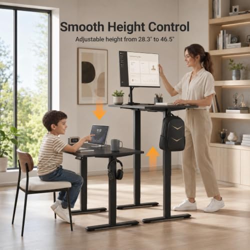 Claiks Electric Standing Desk, 32x19 Inch, Height Adjustable, Dark Black - color: Dark Black, size: 32 Inch
