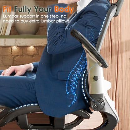 GABRYLLY Ergonomic Office Chair, High Back Home Desk Chair with Headrest, Flip-Up Arms, 90-120° Tilt Lock and Wide Cushion, Big and Tall Mesh Chairs for Man Woman, Black Task Chair - color: Black