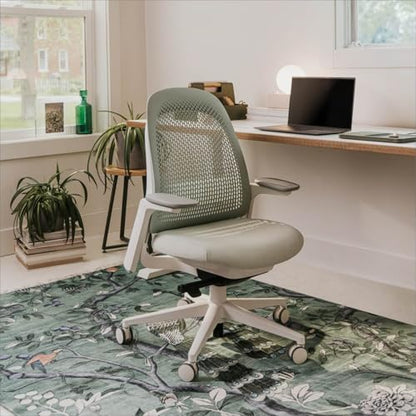 Haworth Breck Ergonomic Office Chair, Home Office Desk Chair, Agave | Computer Desk Chair with Height-Adjustable Lumbar Support, White Trim, Duo-Tone Hard Casters, and 4D-Arms - color: Agave, style: White Trim