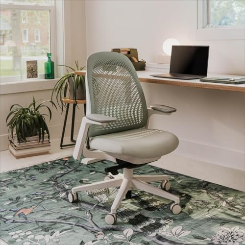 Haworth Breck Ergonomic Office Chair, Home Office Desk Chair, Agave | Computer Desk Chair with Height-Adjustable Lumbar Support, Black Trim, and 4D-Arms - color: Agave, style: Black Trim