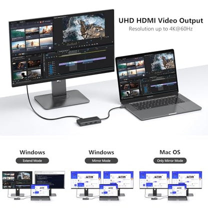 USB C Docking Station Dual Monitor Computer Multiple Monitor Hub Adapter