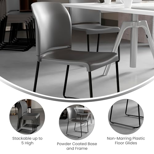 Flash Furniture Hercules Stack Chair, Black | Sled Base, Powder Coated, Contoured, 880 LBS. Weight Capacity - color: Grey, size: Set of 1