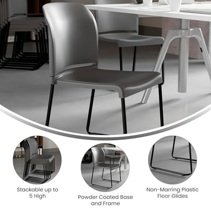 Flash Furniture Hercules Stack Chair, Black | Sled Base, Powder Coated, Contoured, 880 LBS. Weight Capacity - color: Grey, size: Set of 1