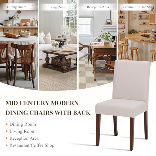 MALOL Upholstered Dining Chairs Set of 6, Fabric Dining Room Chairs, Modern Wooden Dining Chair, Kitchen Side Chairs, Farmhouse Dinner Chair with High Back for Kitchen, Beige - color: Beige, size: Set of 6