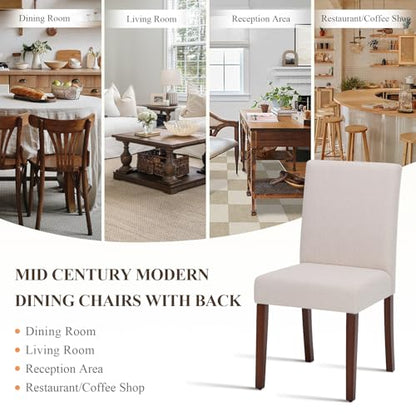 MALOL Upholstered Dining Chairs Set of 6, Fabric Dining Room Chairs, Modern Wooden Dining Chair, Kitchen Side Chairs, Farmhouse Dinner Chair with High Back for Kitchen, Beige - color: Beige, size: Set of 6