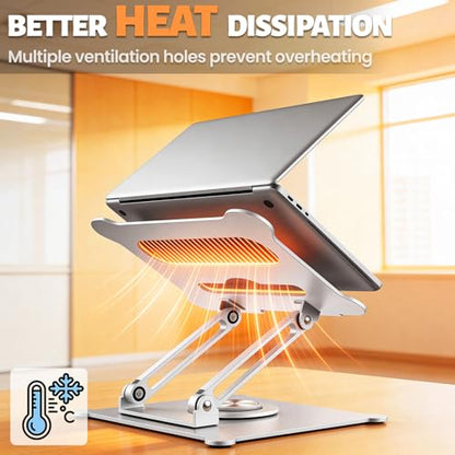 Urmust 360° Rotating Laptop Stand for Desk, 10-15.6“ Laptop Riser, Silver - color: F-Silver-360