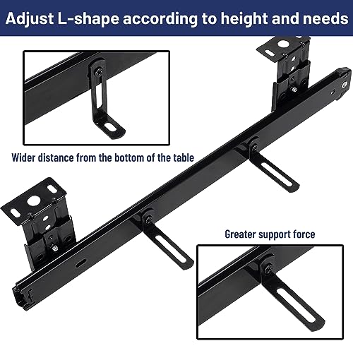 14" Keyboard Slide Heavy Duty Ball Bearing Slides Computer Tray Under Desk Rails Rack Cabinet Furniture Drawer Hardware Accessories with Adjustable Height Bracket & L Extension Support Bracket (Black) - style: Black