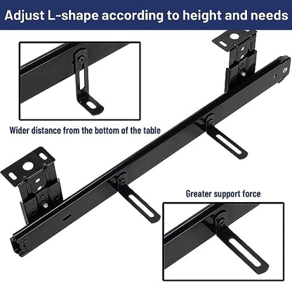14" Keyboard Slide Heavy Duty Ball Bearing Slides Computer Tray Under Desk Rails Rack Cabinet Furniture Drawer Hardware Accessories with Adjustable Height Bracket & L Extension Support Bracket (Black) - style: Black