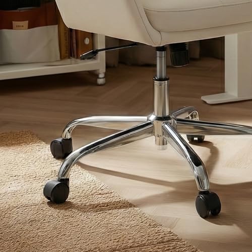 COLAMY Ellis High-Back Home Office Desk Chair, Leather Executive Chair with Integrated Armrests, Beige - color: Beige