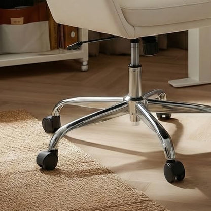 COLAMY Ellis High-Back Home Office Desk Chair, Leather Executive Chair with Integrated Armrests, Beige - color: Beige