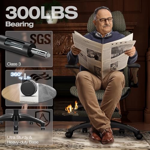 ELABEST X100 Ergonomic Mesh Office Chair with Footrest, Big and Tall Home Desk Chair with 5D Flip-Up Arms, Adjustable 3D Lumbar Support, Gaming & Executive Computer Chair (Coffee Break) - color: Coffee Break