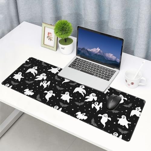 Gothic Ghost Bat Desk Mat, XL Mouse Pad, 31.5 x 11.8 Inch - color: Cute Halloween Ghost Bat Stars