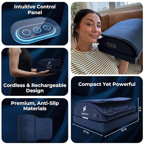 Serenova 2-in-1 Under Desk Foot Massager and Footrest, Cordless Rechargeable Shiatsu and Vibration Foot Rest for Office, Home Desk and Work from Home, Auto-Off Timer, Washable Cover