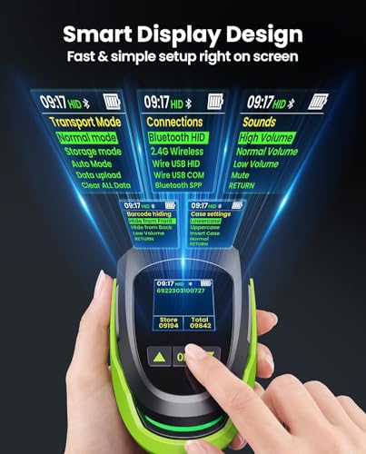Eyoyo Handheld 1D 2D QR Bluetooth Wireless Barcode Scanner with Screen | 1.44" LCD, Wall-Mount Locking Charging Cradle, 2900mAh Removable Battery, USB Wired UPC Bar Code Reader for Warehouse POS
