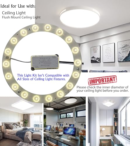 18W LED Flush Mount Ceiling Fan Ring Light Kit Replacement,Retrofit LED Light Engine Panel,4500K Natural Light