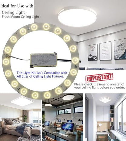 18W LED Flush Mount Ceiling Fan Ring Light Kit Replacement,Retrofit LED Light Engine Panel,4500K Natural Light