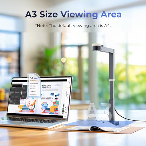 CZUR Fancy S Pro USB 12MP Document Camera for Teacher - Black