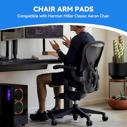 Chair Armrest Replacement for Herman Miller Classic Aeron Chair - Office Chair Arm Pads Replacement Black-1 Pair