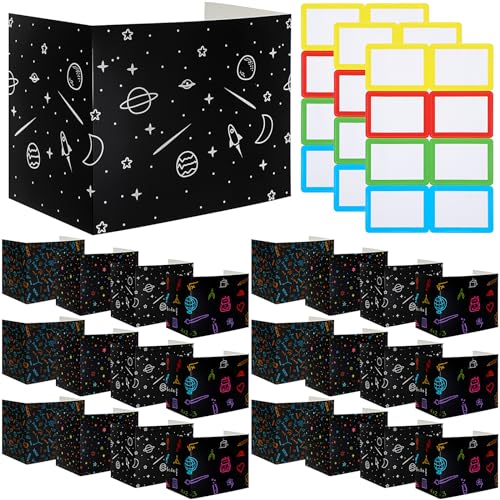 24 Pcs Privacy Folders for Students Testing, Vibrant, Black - color: Black, style: Vibrant