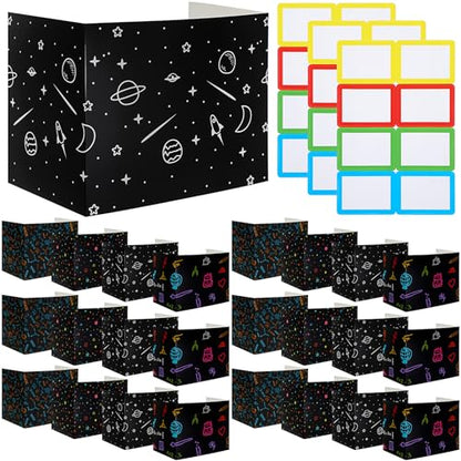 24 Pcs Privacy Folders for Students Testing, Vibrant, Black - color: Black, style: Vibrant