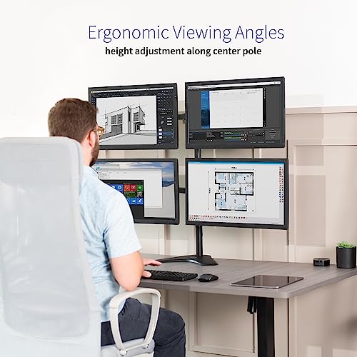 VIVO Quad 13 to 30 inch Monitor Free-Standing Mount, Fully Adjustable Desk Stand, Holds 4 Flat or Curved Display Screens, STAND-V004F - size: Quad Mount