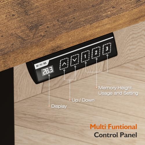 Monomi 59"x24"Electric Standing Desk Adjustable Height Computer Desk | Sit Stand Up Home Office Desk with Memory Preset, Ergonomic Computer Gaming Desk with Anti-Collision, Rustic Brown - color: Rustic Brown, size: 59x24