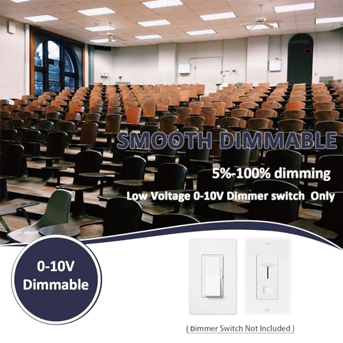 POPANU 1x4 LED Flat Panel Light, Drop Ceiling Light, 30W-50W Adjustable, 4000K-6000K Selectable, 0-10V Dimmable, 120-277V Commercial Office Lighting, 6 Pack - size: 1x4 6pack