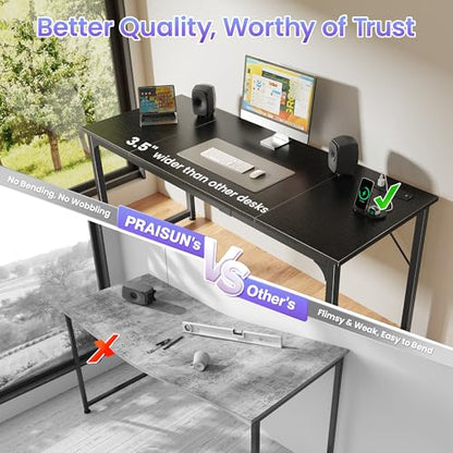PRAISUN 63 X 24 Inch Computer Desk, Power Outlets, USB-C, Black - color: Black, size: 63inch