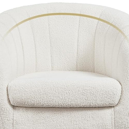 Yaheetech Barrel Accent Chairs Set of 2, Modern Cozy Vanity Chairs, Ivory | Boucle Fabric Armchair with Gold Metal Legs, Reading Chair with Removable Seat Cushion for Living Room Bedroom Small Space - color: Ivory