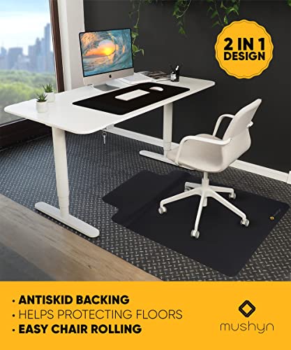 Office Chair Mat with Anti-Fatigue Footrest for Hardwood Floors 54” x 36”
