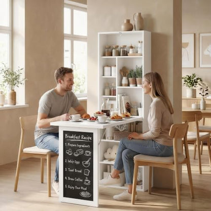 HOMCOM Foldable Desk Wall Mounted Convertible Table for Small Spaces, White - color: White