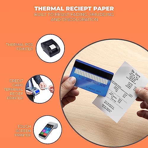 Thermal Credit Card Paper Rolls Printer Paper Receipts 2 1/4" X 50' for Popular Credit Card Machines POS and Cash Registers BPA Free 50 Rolls (CORE 50 Rolls) - size: 2 1/4" x 50'