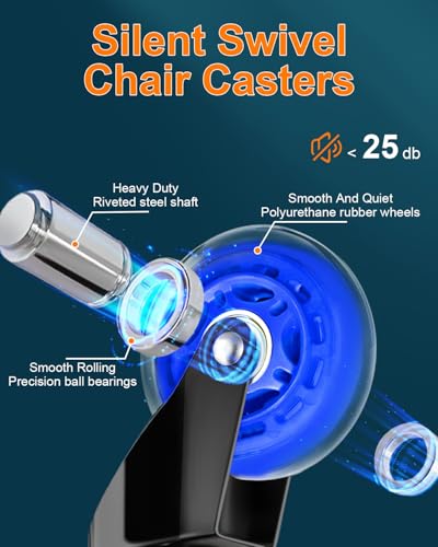 RidRed Gaming Chair Wheels - Heavy-Duty Office Chair Wheels - Replacement Rubber Casters- Universal Fit 3 Inch Chair Casters, Noise Free, Fits 98% Chair, for All Floor - color: Blue