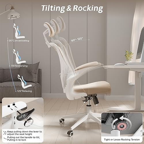 Ergonomic Office Desk Chair High Back Mesh Computer Chair (03Khaki, Chair) - color: 03khaki
