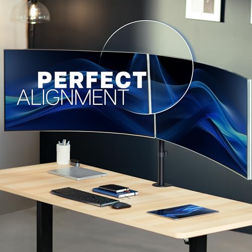 VIVO Premium Dual Ultra Wide LCD LED 40 to 45 inch Monitor Desk Mount, Heavy Duty, Adjustable Telescoping Arms, Flush Wall Setup, Fits 2 Screens, Black, STAND-TS45C - color: Black, size: 40" to 45"