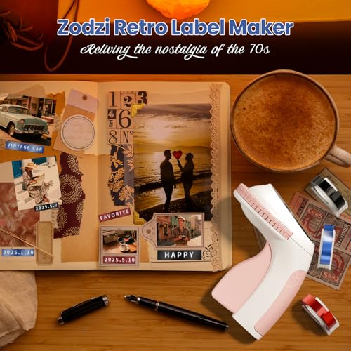 Zodzi Label Maker Embossing Label Maker for Scrapbook Junk Journal Supplies - color: Pink