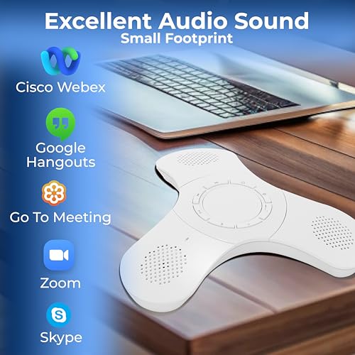 Conference Speaker and Microphone, 360° Voice Pickup, Noise Reduction - size: 1 Pack (White)