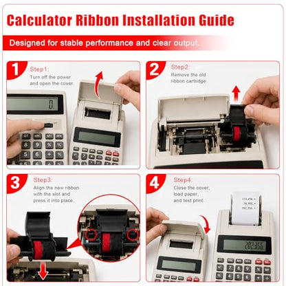 Compatible Calculator Ink Ribbon Roller 3 Pack, IR-40T CP-13 Black/Red Replacement for Casio HR-170RC HR-100TM, Canon P23-DHV P23-DHV-3, Sharp EL-1750V EL-1801V, Individually Sealed
