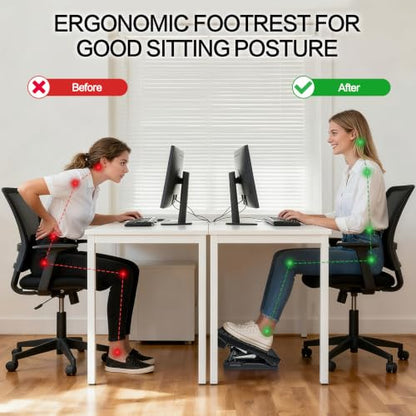 Adjustable Foot Rest Under Desk for Office,Home, Gaming & Study - color: Black, size: Large